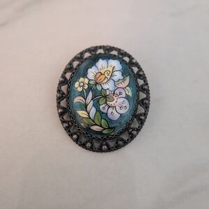 Russian Finift Enamel Brooch